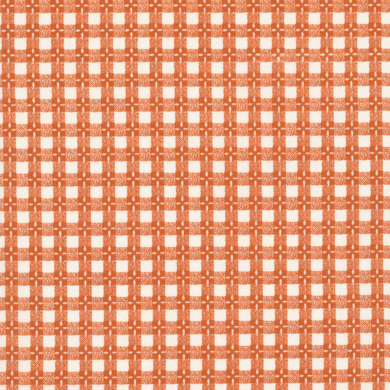 Cream fabric with pumpkin orange gingham print