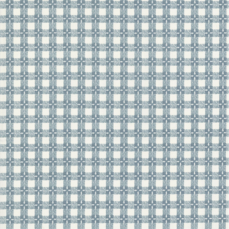Cream fabric with a blue gingham print