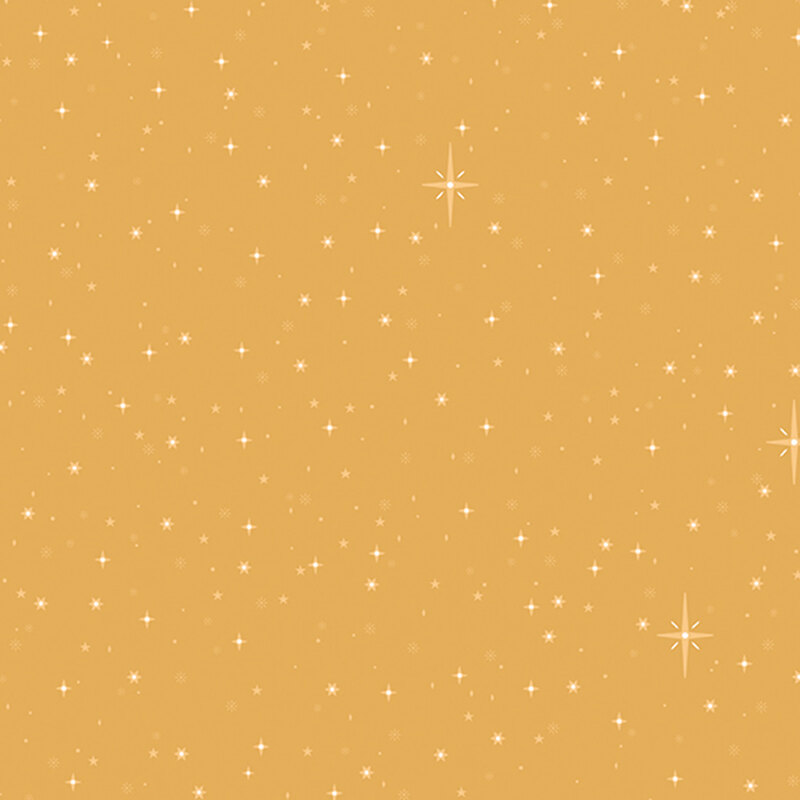 Gold fabric tossed with white stars.