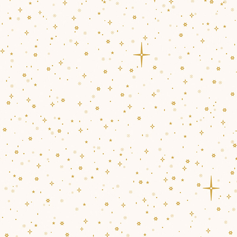 Cream fabric tossed with gold stars.
