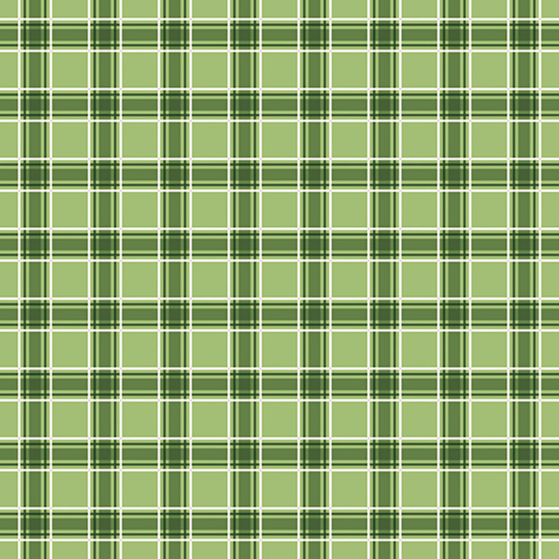 Dark green, light green, and white plaid fabric.