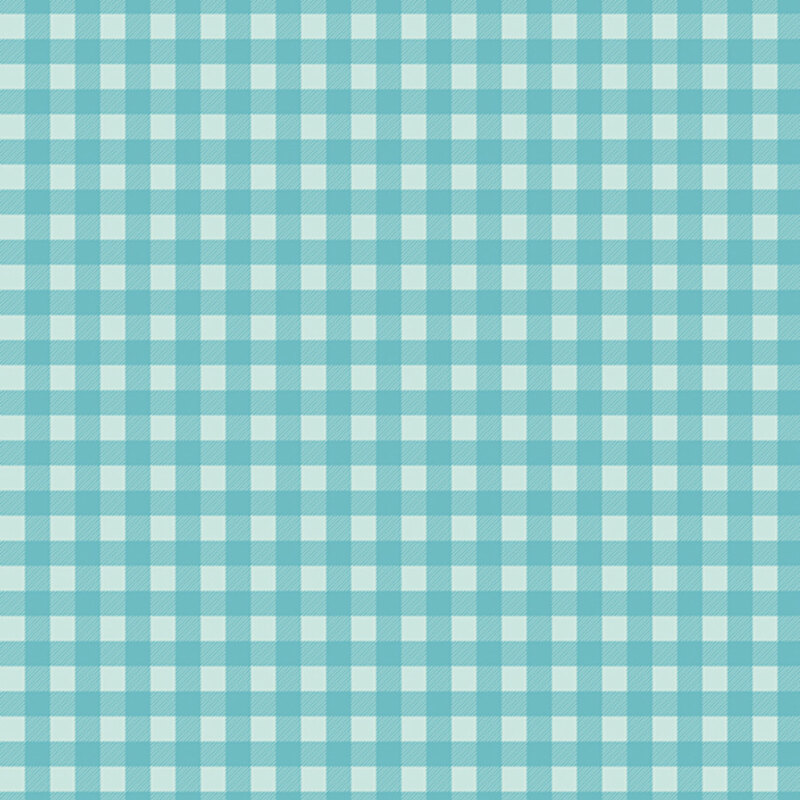 Aqua fabric with a classic tonal gingham pattern.