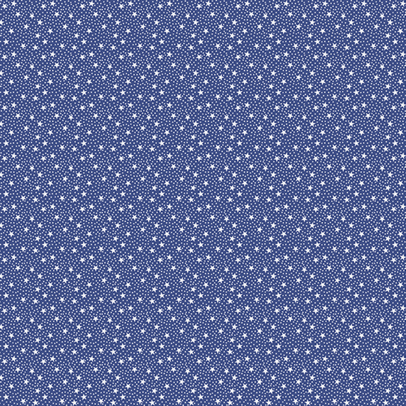 Navy fabric with tiny white tossed stars and pinprick dots.