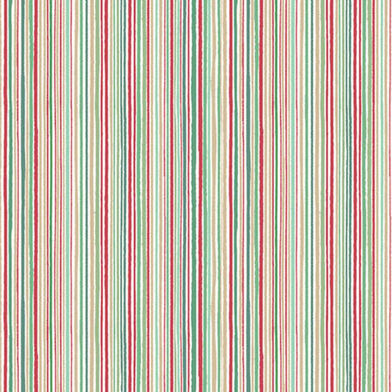 Stripes of red, white, green, and blue on white fabric.