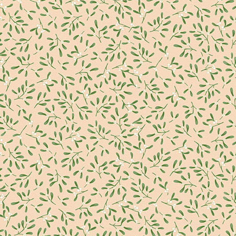 Sprigs of mistletoe tossed on desert sand fabric.