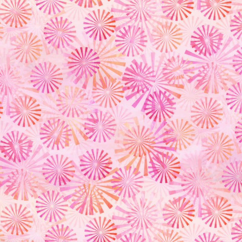 pink and orange flowers on a mottled pale pink background