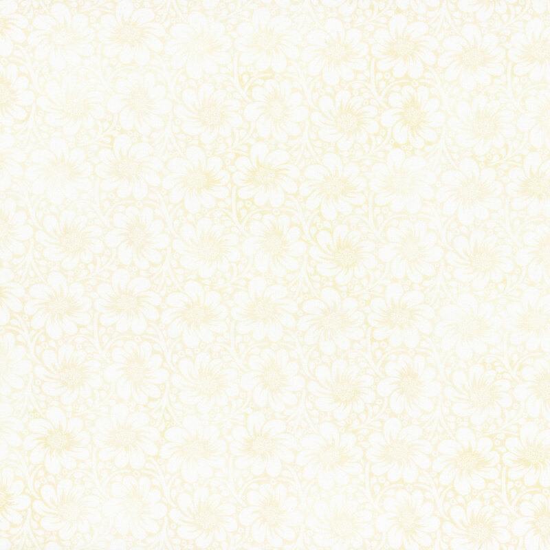 flowers on a mottled tonal cream fabric