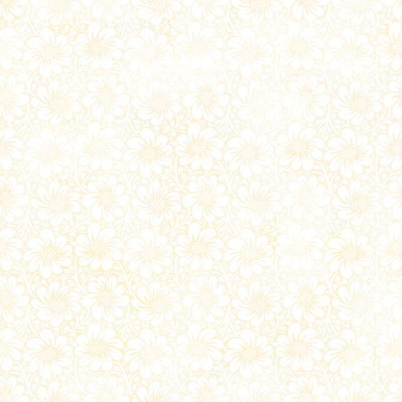 flowers on a mottled tonal cream fabric