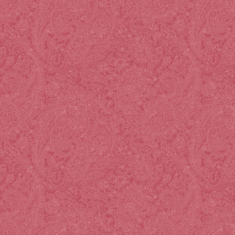 Tonal rose pink fabric featuring a floral paisley design.