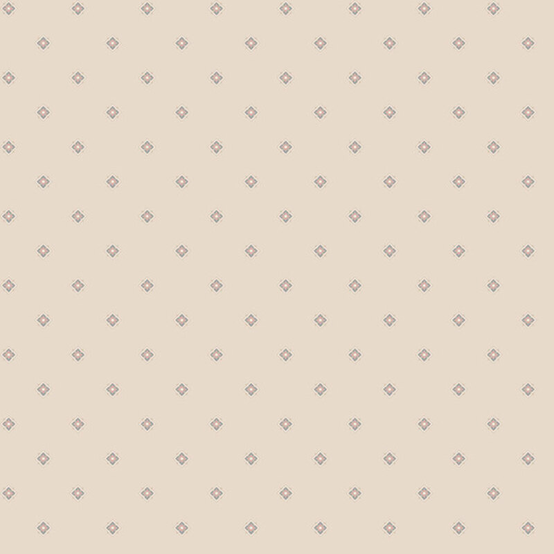 Tan fabric tossed with floral diamonds.
