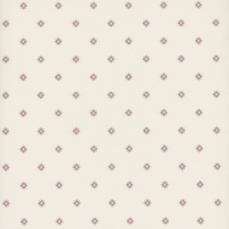 Light cream fabric tossed with floral diamonds.