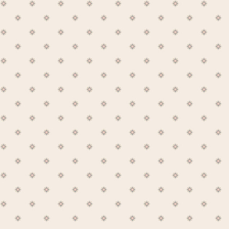 Light cream fabric tossed with floral diamonds.