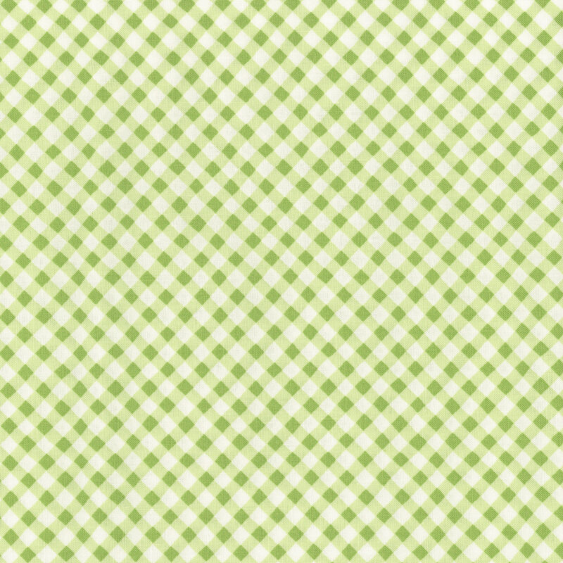 White fabric with a diagonal gingham pattern in bright green.