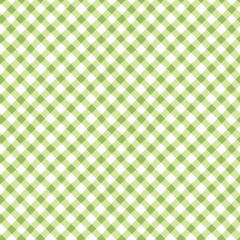 White fabric with a diagonal gingham pattern in bright green.