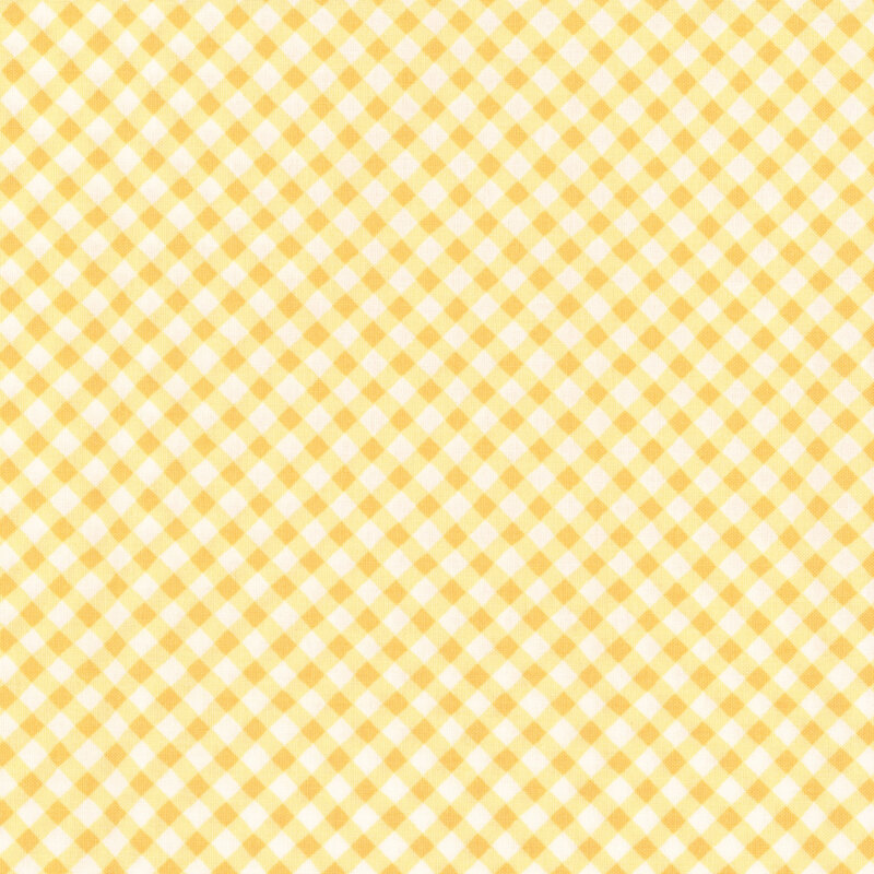 White fabric with a diagonal gingham pattern in bright yellow.
