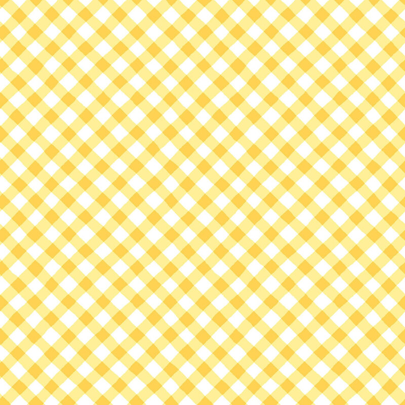 White fabric with a diagonal gingham pattern in bright yellow.