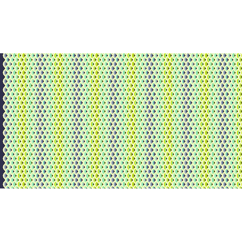 Image showing full repeat of the fabric design in green, aqua, and ultramarine