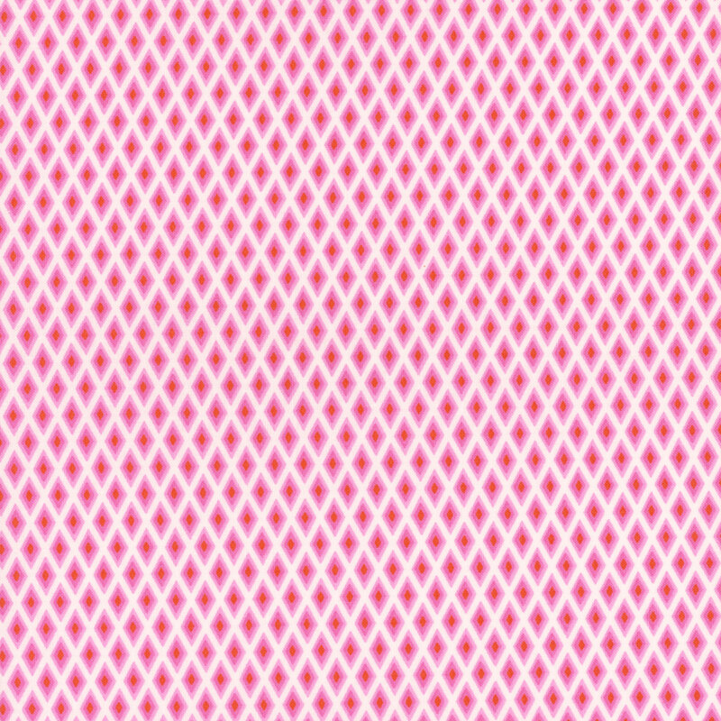 A small design of pink and red diamonds on a white background.