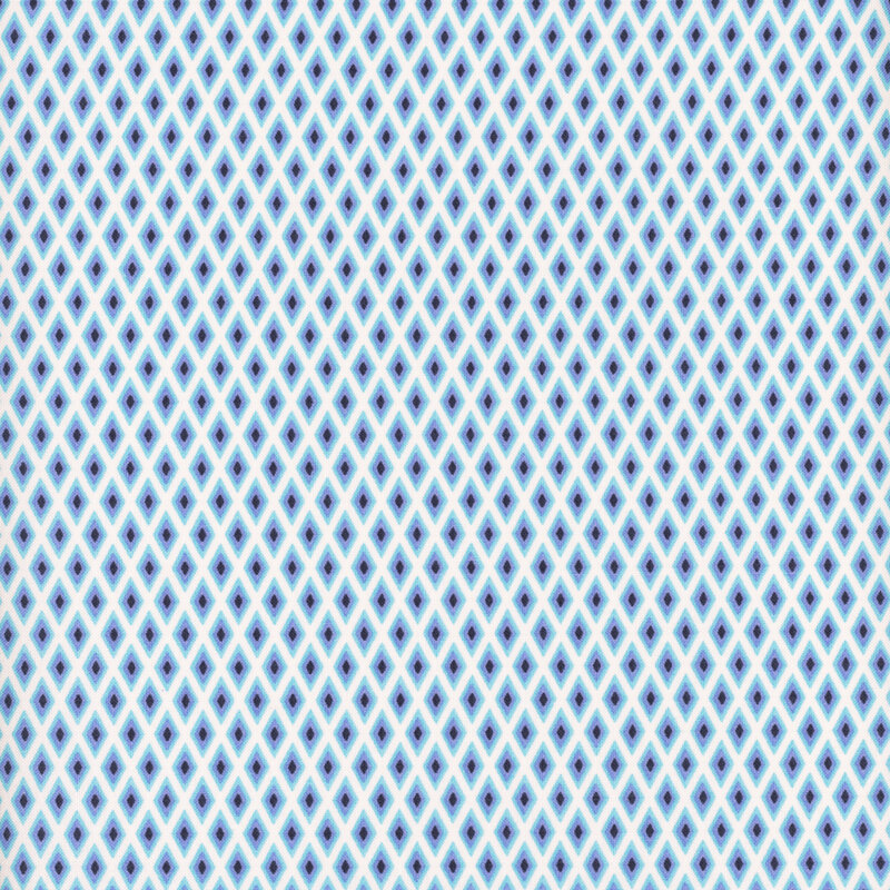 A small design of azure and violet diamonds on a white background