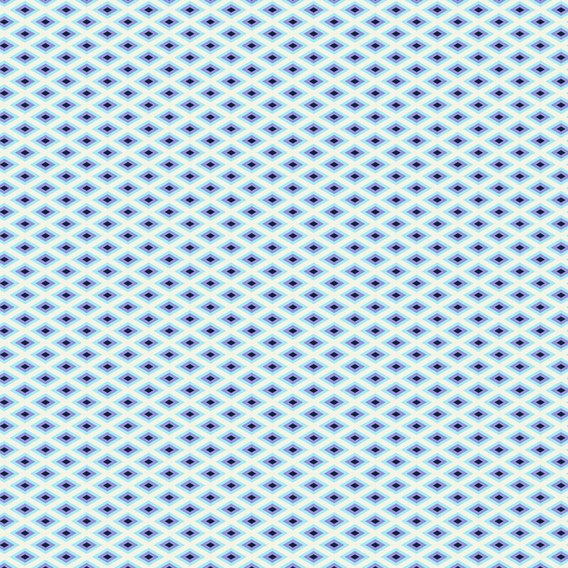 A small pattern of sideways azure and violet diamonds on a light blue background