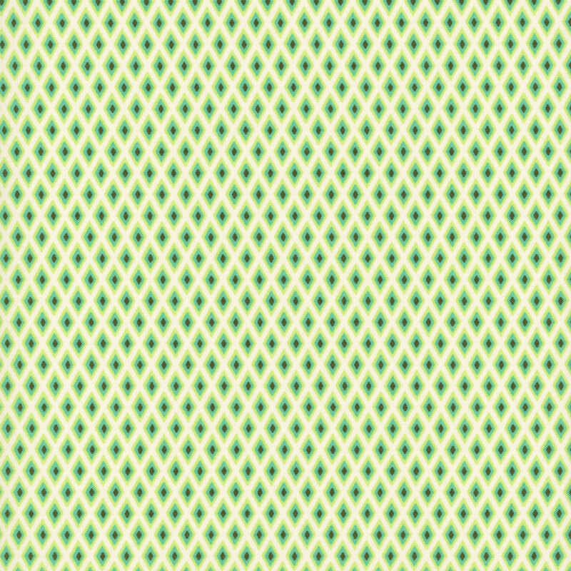 A small design of lime green diamonds on a white background