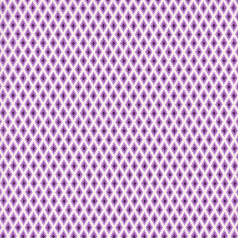 A small design of orchid and violet diamonds on a white background