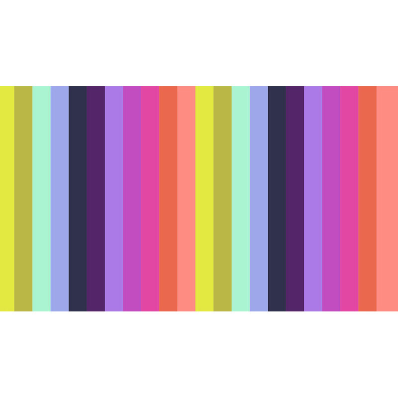 Image showing the full repeat of the fabric design, with multicolored vertical lines in bright jewel tones