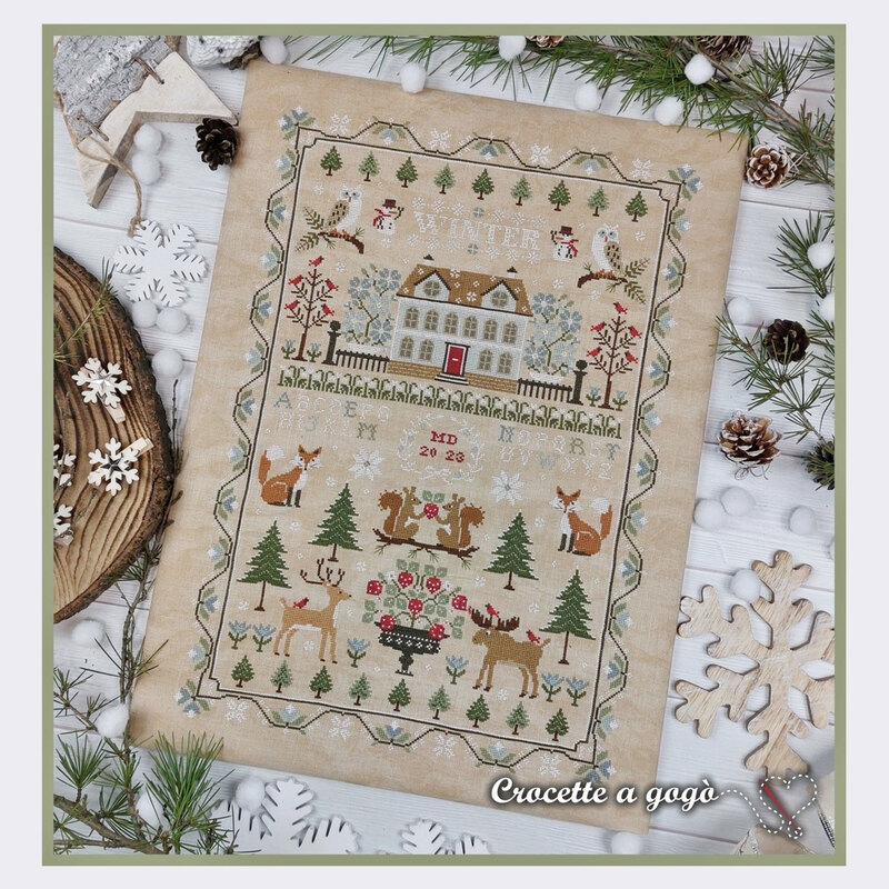 The completed project staged with coordinating winter decor.
