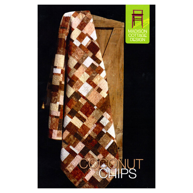 The front of the Coconut Chips Quilt Pattern featuring a geometric patchwork pattern