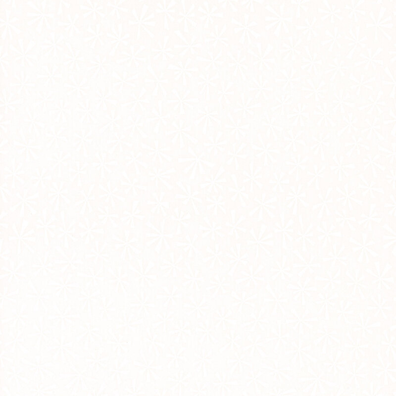 White on white fabric featuring stylized tonal snowflakes.