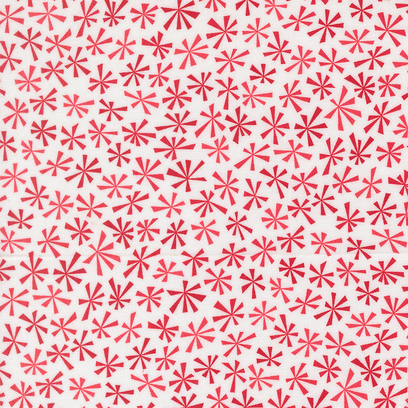 Stylized red snowflakes on a winter white background.