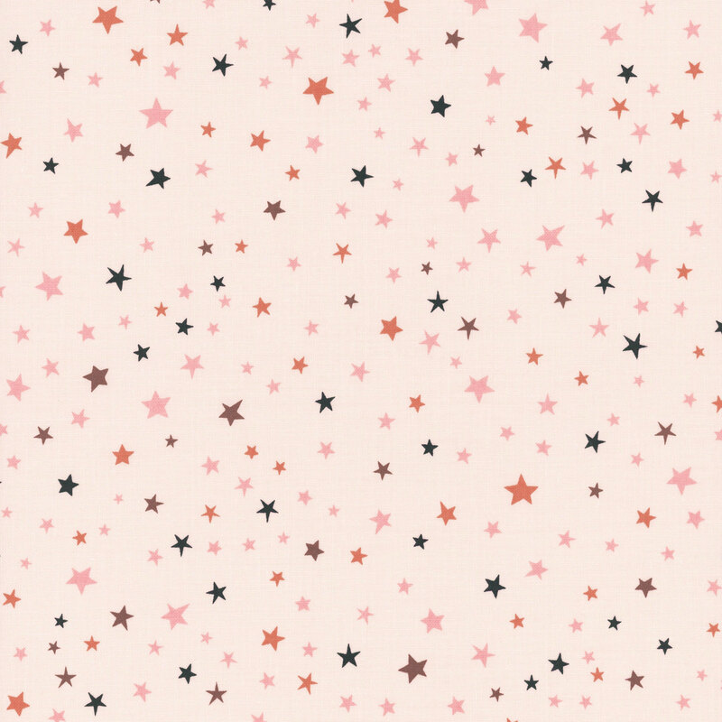 Off-white fabric with scattered, multicolor stars.