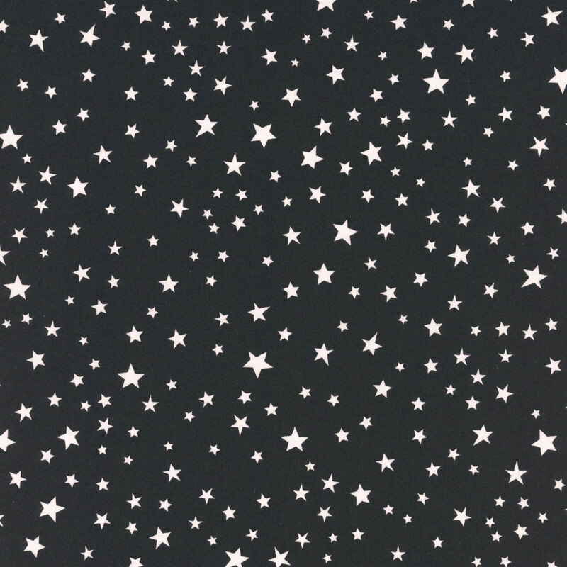 Black fabric with scattered white stars.