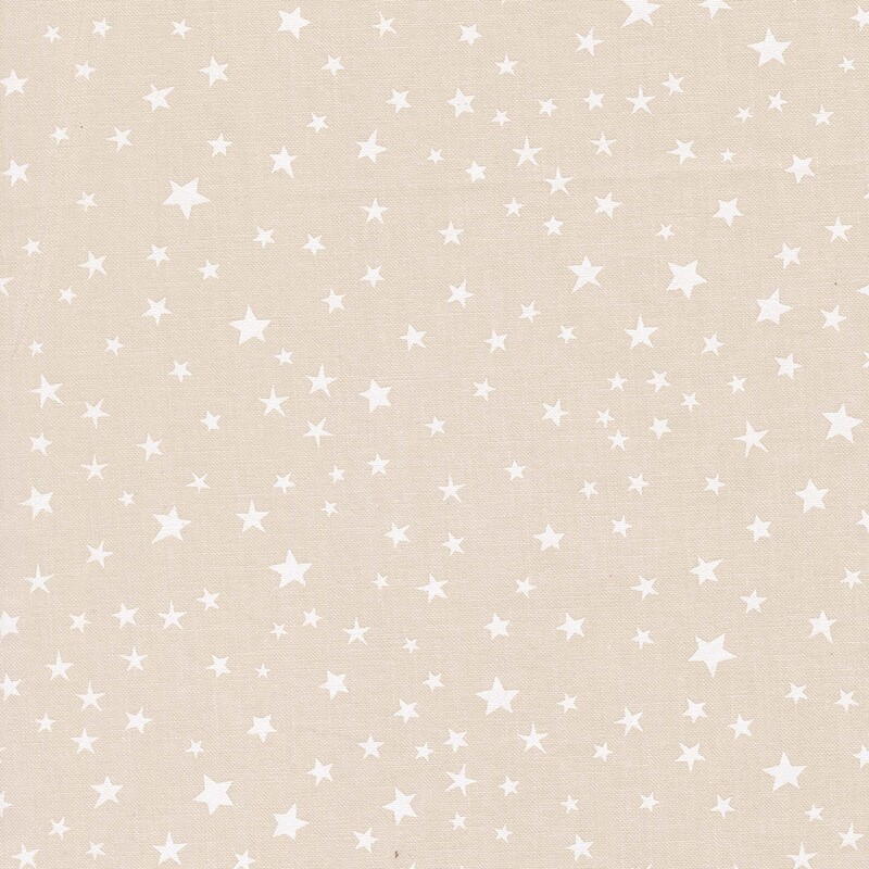 Cream fabric with scattered white stars.