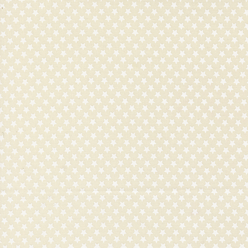 White fabric with small, densely arranged tonal stars.