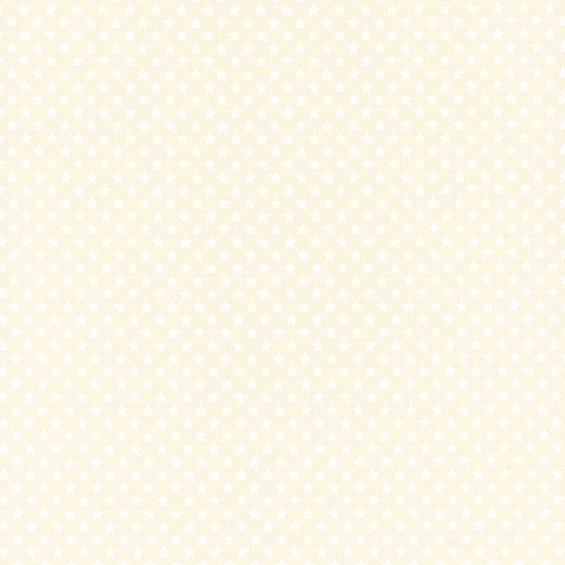 White fabric with small, densely arranged tonal stars.