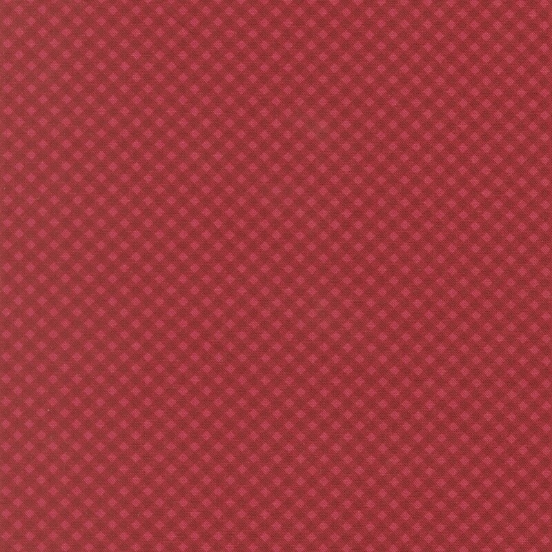 Watermelon red fabric with a small, crimson diagonal gingham 