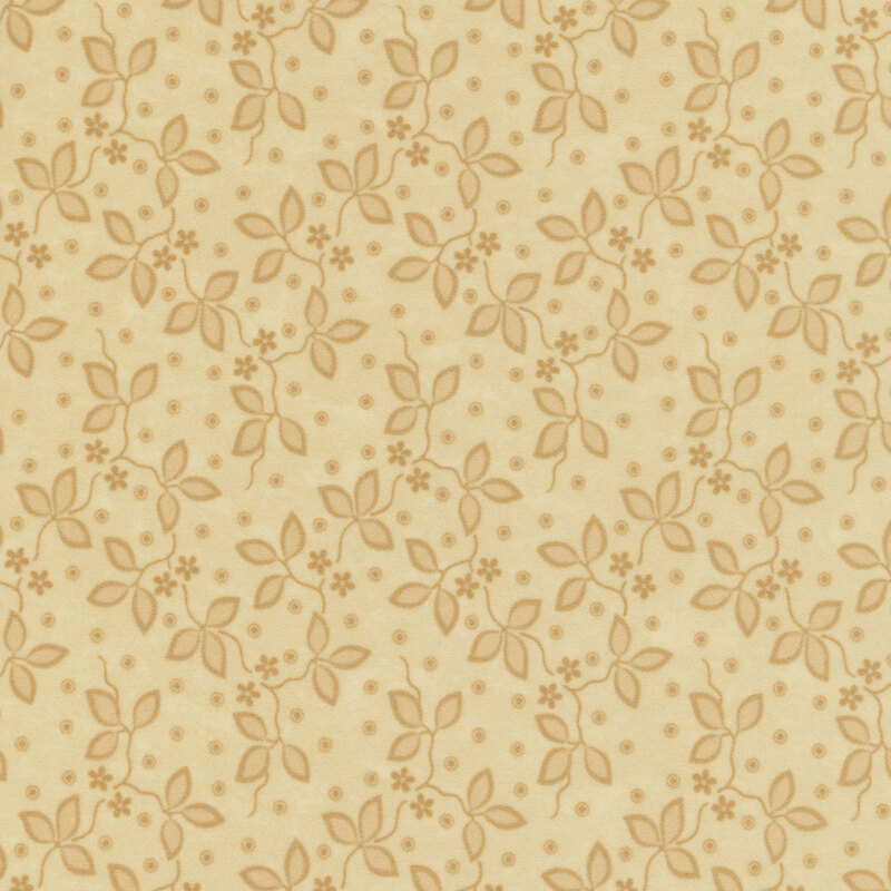 Tonal tan fabric featuring small flowers and vines.