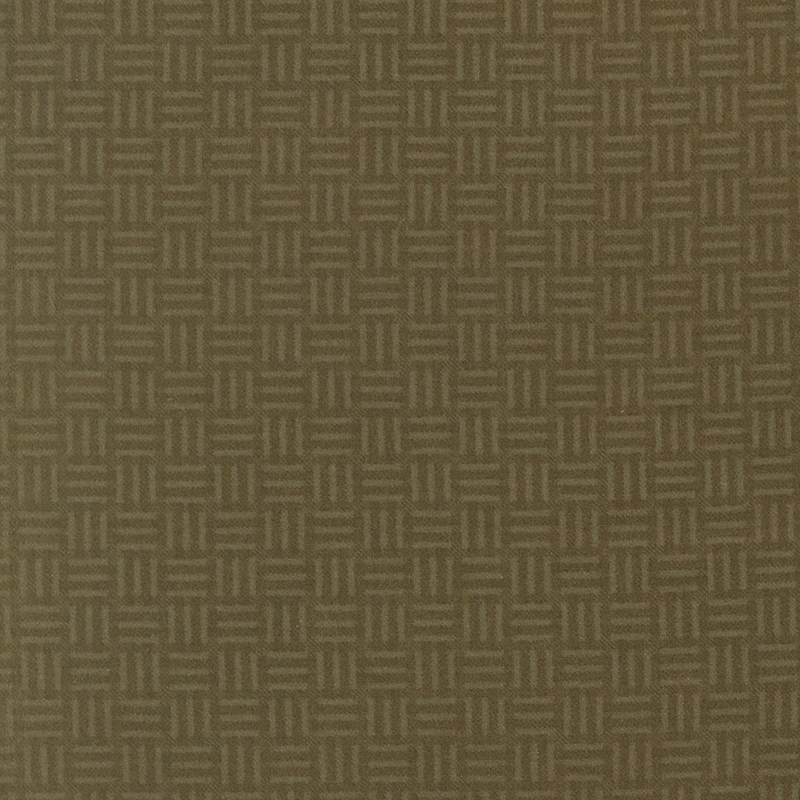 Tonal muted dark green flannel fabric featuring a basket weave pattern.