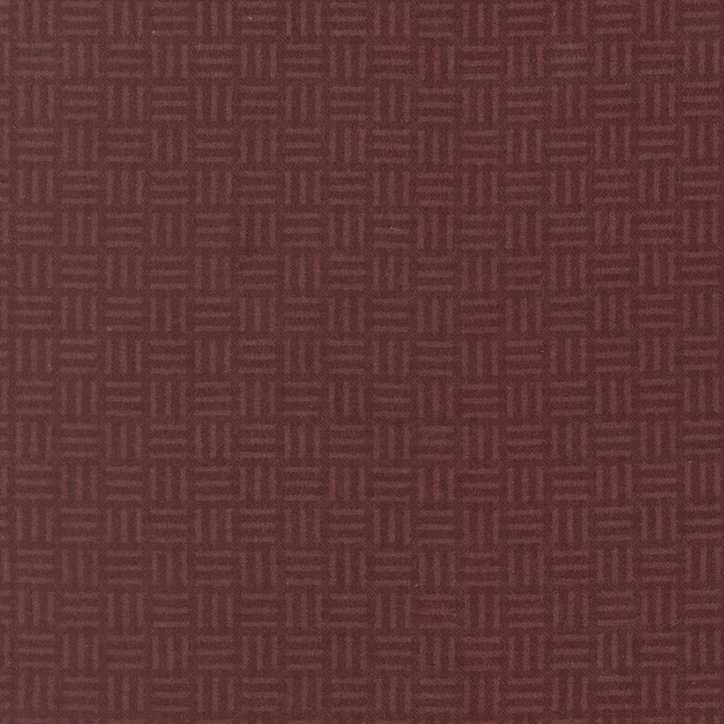 Tonal mahogany flannel fabric featuring a basket weave pattern.