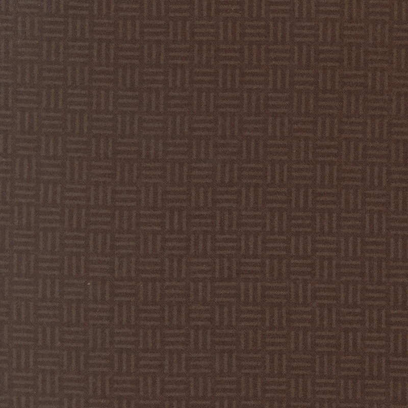 Tonal dark brown flannel fabric featuring a basket weave pattern.