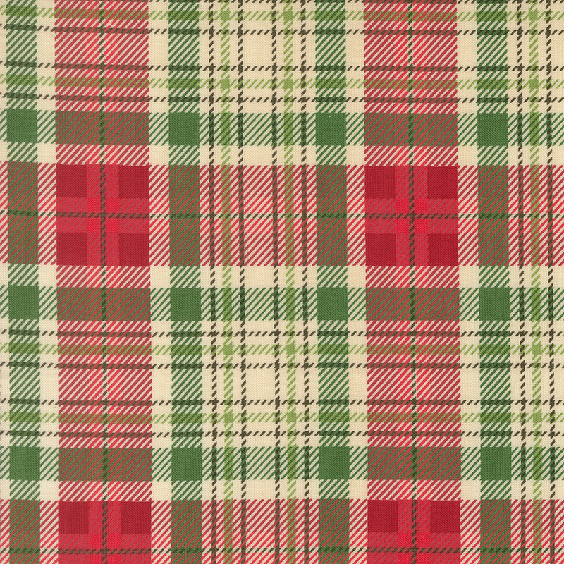 Red and green plaid on tan fabric