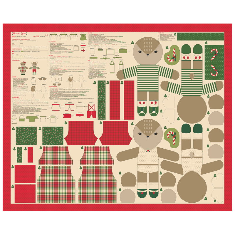 Project panel featuring two adorable and festive reindeer stuffies.