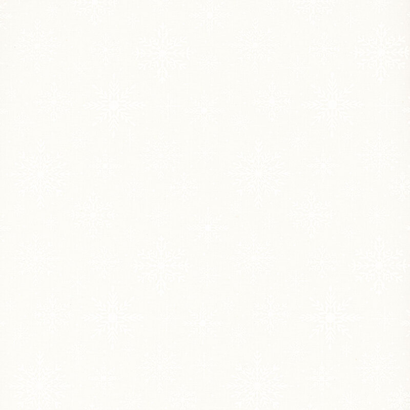 White-on-white fabric with a pattern of delicate snowflakes in various sizes