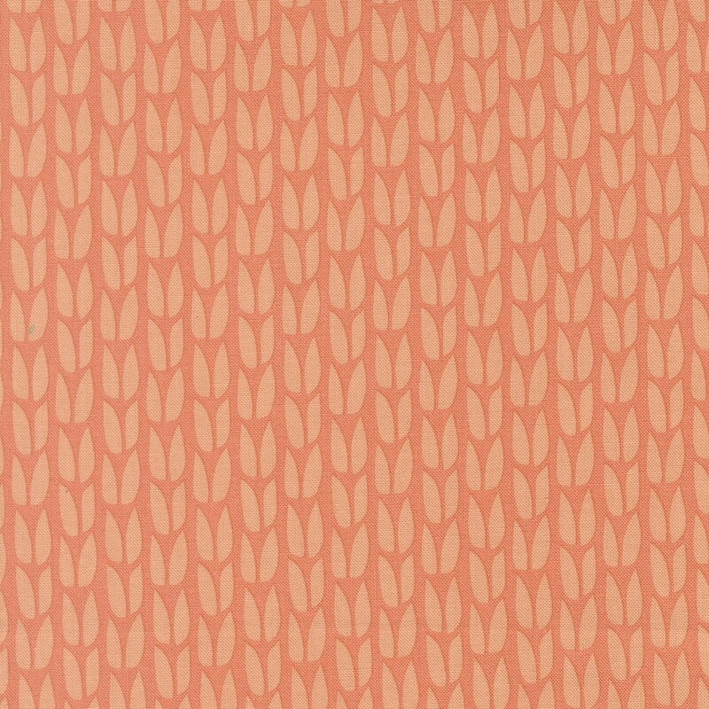 Abstract light peach tulips on a coral background