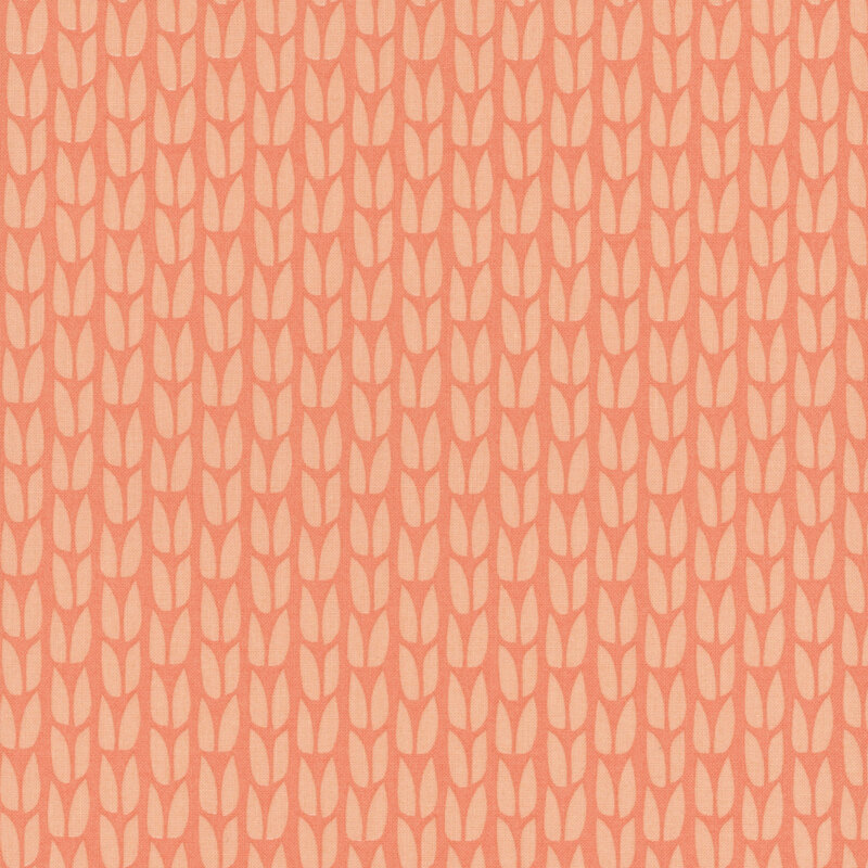 Abstract light peach tulips on a coral background
