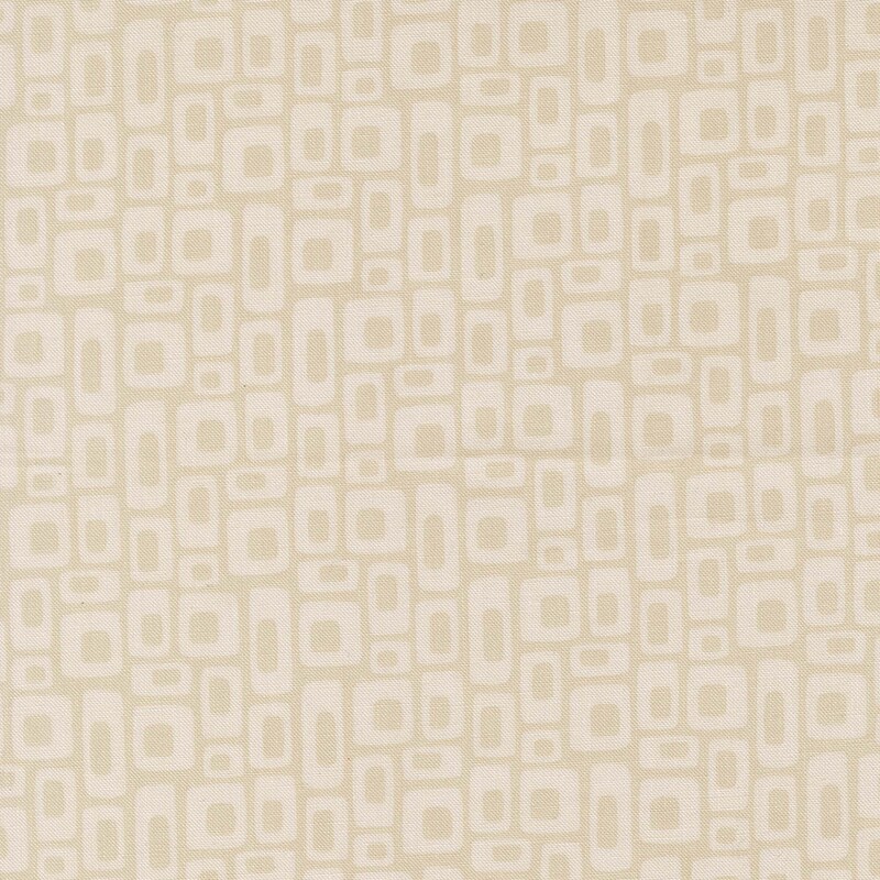 Beige fabric with light tan retro square design