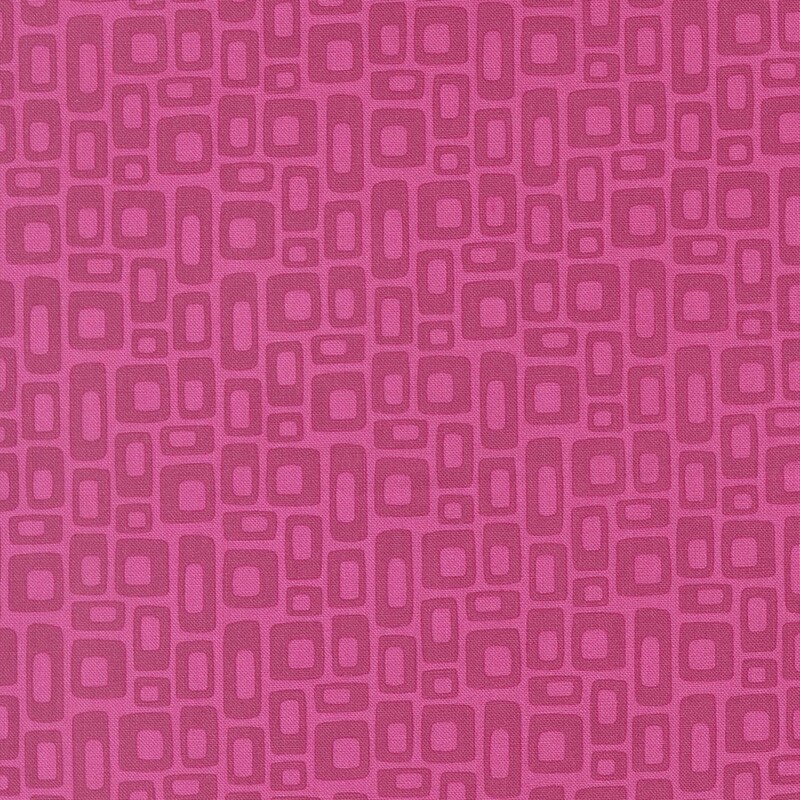 Hot pink fabric with magenta retro square design