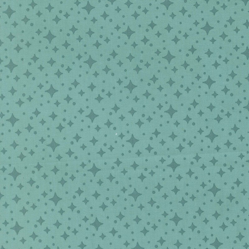 Turquoise fabric with teal diamond shaped stars
