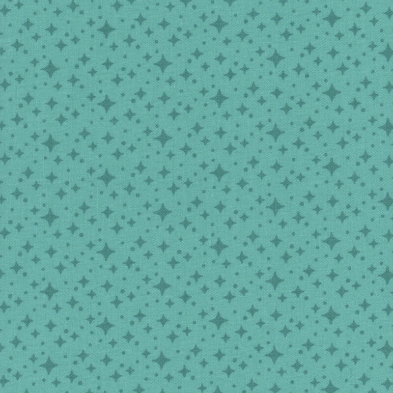 Turquoise fabric with teal diamond shaped stars